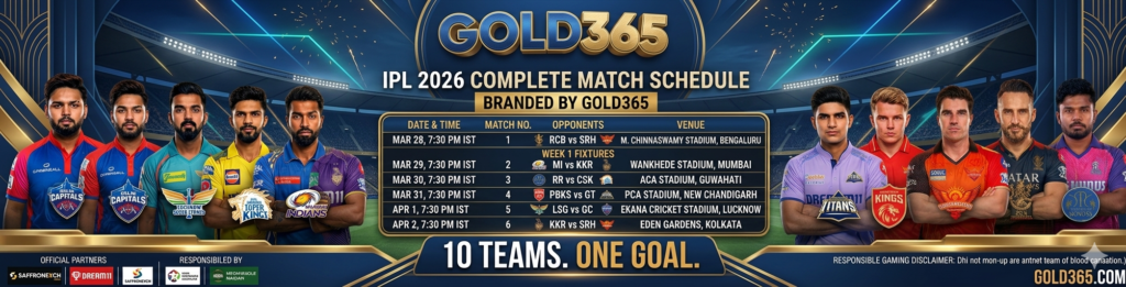 IPL 2026 Schedule PDF : Full Match List, Time Table, Venues & Betting Guide | Gold365