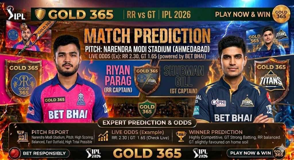 RR vs GT 2026 Match Prediction: Who Will Win Today? Sawai Mansingh Stadium Pitch Report & Betting Tips