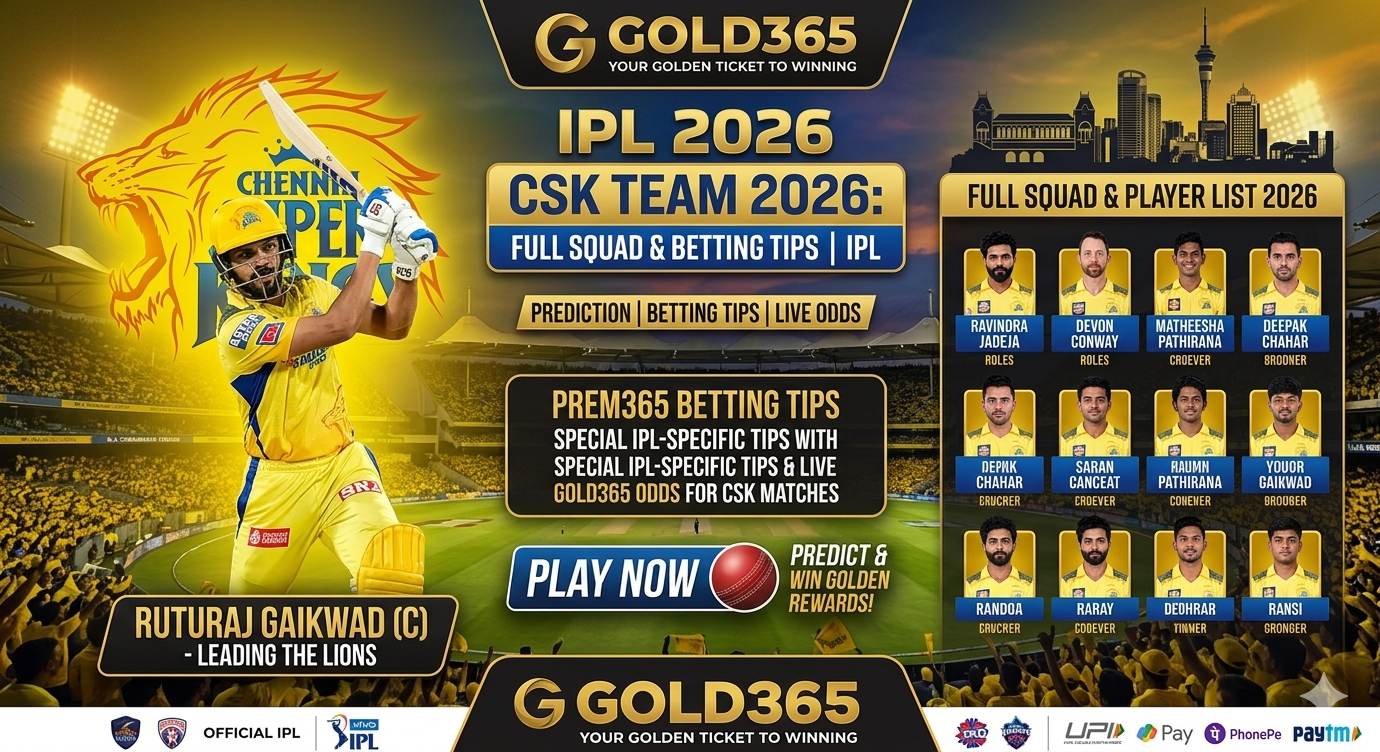 🏟️ CSK Team 2026 : Full Squad, Players List & Betting Tips for IPL | Gold365